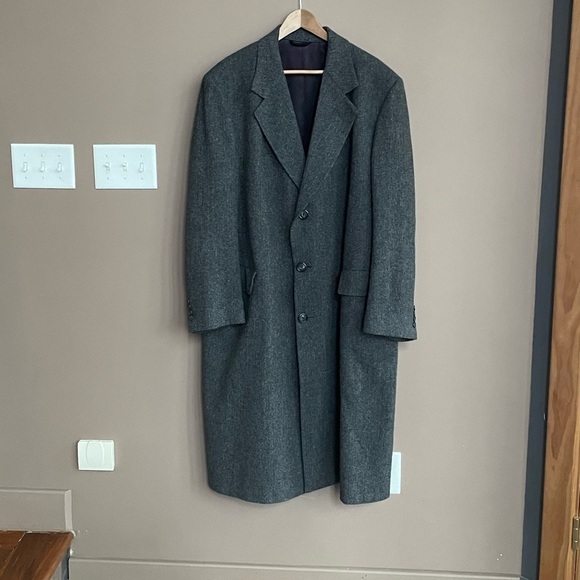 Hart Schaffer & Marx Wool Button Front‎ Trench Coat in Grey - Picture 1 of 5
